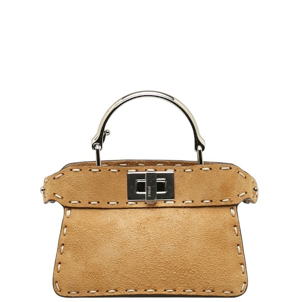 Fendi Peekaboo Suede Python 2way Mini Handbag Bro… - image 2